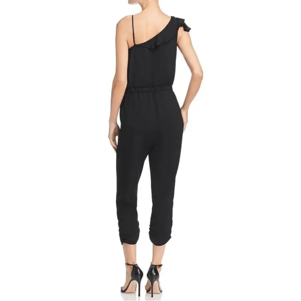 Parker Addison Black Spaghetti Strap Cropped‎ Jumpsuit Romper Women's Size 12 - Picture 2 of 15